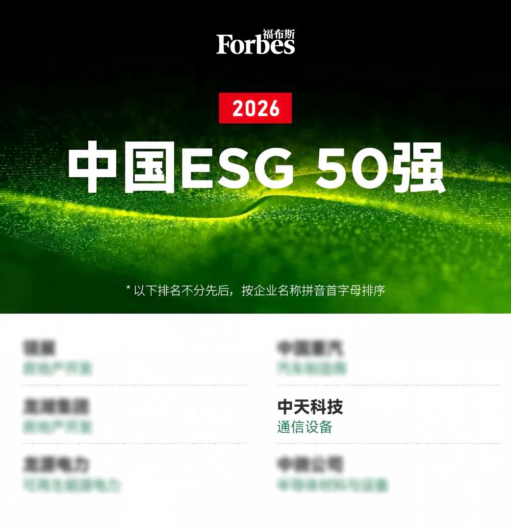 可持续发展获殊荣！中天科技跻身福布斯中国ESG50强